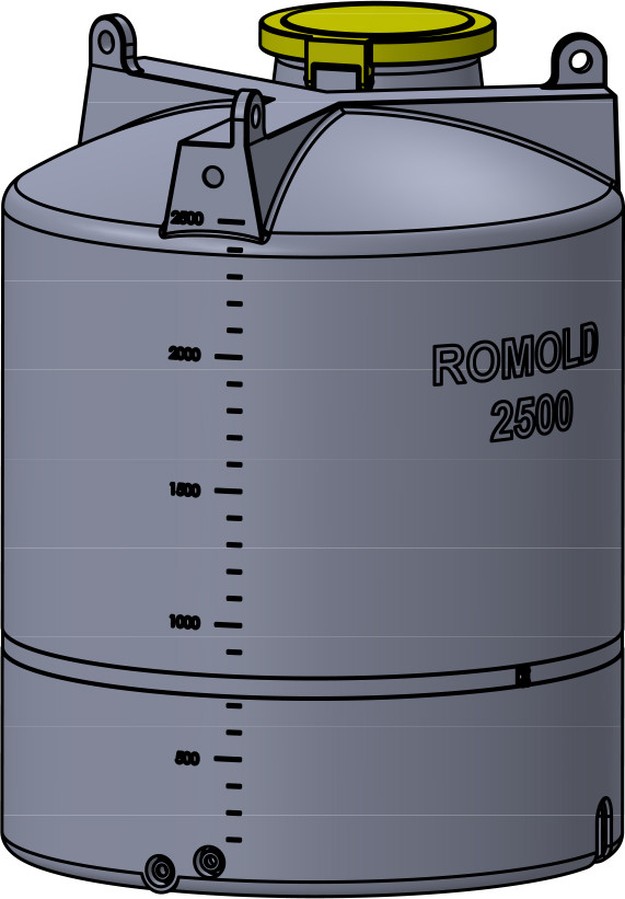 מיכל מים  2500 ליטר יציאה "2 רוטוניב